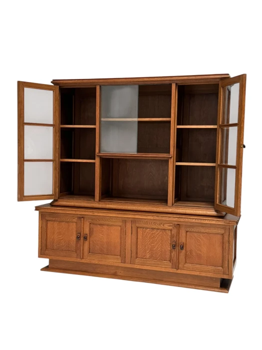 Art Deco Bookcase or Display Cabinet with Glass Sliding Doors, 1930s